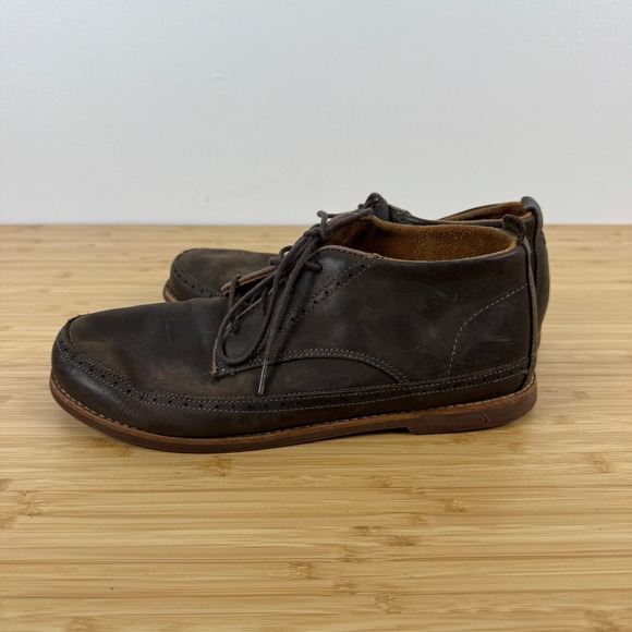 OluKai Men\'s Honolulu Boot‎ Dark Brown Leather Lace Up Chukka Boots US 11 EUR 44